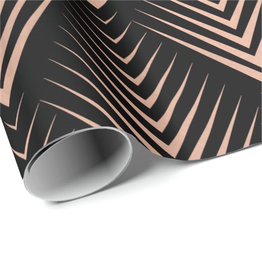 Art Deco Black Roos Gold Elegant Minimal Geometry Cadeaupapier (Rol Hoek)