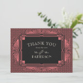Art Deco  Black Salmon roze Bedankkaart (Staand voorkant)