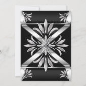Art Deco Black Silver Chrome Birthday Party Kaart (Achterkant)