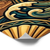 Art Deco Black Stallion Beach Waves Sunset Poster (Hoek)