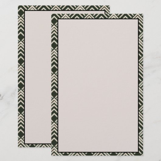 Art Deco Black Tan Stationery Briefpapier (Voorkant / Achterkant)