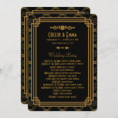 Art Deco Black Trouwprogramma's Programmakaart (Voorkant / Achterkant)