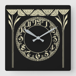 Art Deco Black Vierkante Klok