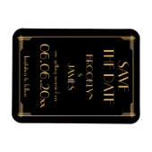 Art Deco Black Wedding Save the Date Magnet Magneet (Horizontaal)