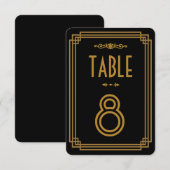 Art Deco Black Wedding Table Numbers Kaart (Voorkant / Achterkant)
