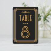 Art Deco Black Wedding Table Numbers Kaart (Staand voorkant)