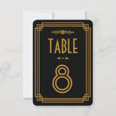 Art Deco Black Wedding Table Numbers Kaart (Voorkant)