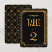 Art Deco Black Wedding Table Numbers Kaart (Voorkant / Achterkant)