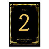 Art Deco Black Wedding Table Numbers Kaart (Achterkant)