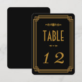 Art Deco Black Wedding Table Numbers Kaart (Voorkant / Achterkant)