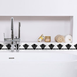 Art Deco Black White Chic Geometric Border 04 Tegeltje