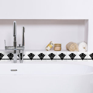 Art Deco Black White Chic Geometric Border 04 Tegeltje