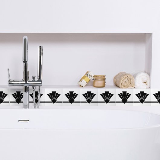 Art Deco Black White Chic Geometric Border 04 Tegeltje
