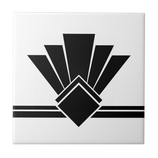 Art Deco Black White Chic Geometric Border 04 Tegeltje (Voorkant)