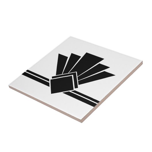 Art Deco Black White Chic Geometric Border 04 Tegeltje (Zijkant)