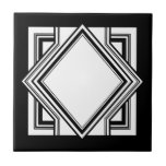 Art Deco Black White Chic Geometric Square 05 Tegeltje<br><div class="desc">Elegant krokant zwart-wit deco-stijl chic geometric square element ornament decorative keramische tegel. Stijlvol design, ideaal voor een modern of kunstmatig deco- design.</div>