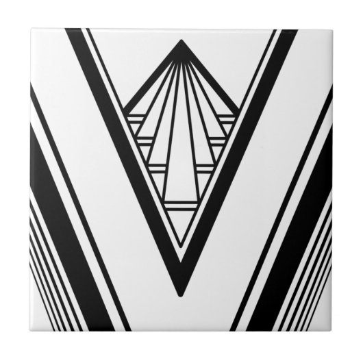 Art Deco Black White elegant geometrische crisis Tegeltje (Voorkant)
