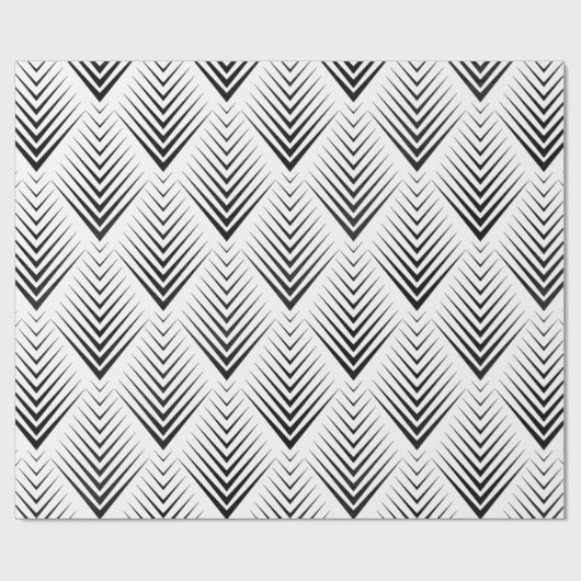 Art Deco Black White Elegant Minimal Botanical Cadeaupapier (Vlak)