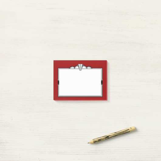 Art Deco Black, White en Dark Red Post-it® Notes (Op bureau)