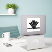 Art Deco Black White Fan Pell en Stick Tegel Sticker (Laptop op bureau)