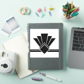 Art Deco Black White Fan Pell en Stick Tegel Sticker (iPad Cover)