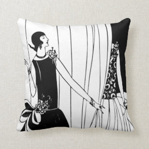Art Deco Black/White Flapper Pillow Kussen