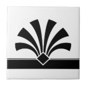 Art Deco Black White Geometric Flower Element 06 Tegeltje (Voorkant)