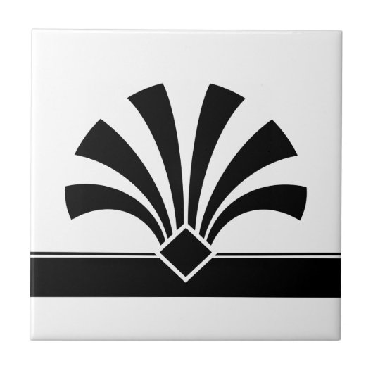 Art Deco Black White Geometric Flower Element 06 Tegeltje (Voorkant)