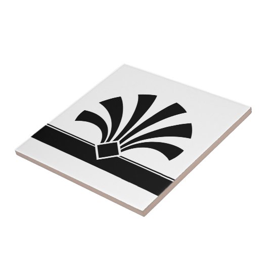 Art Deco Black White Geometric Flower Element 06 Tegeltje (Zijkant)