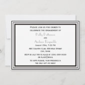  Art Deco Black White Lijst #1 H Verloving Kaart (Achterkant)