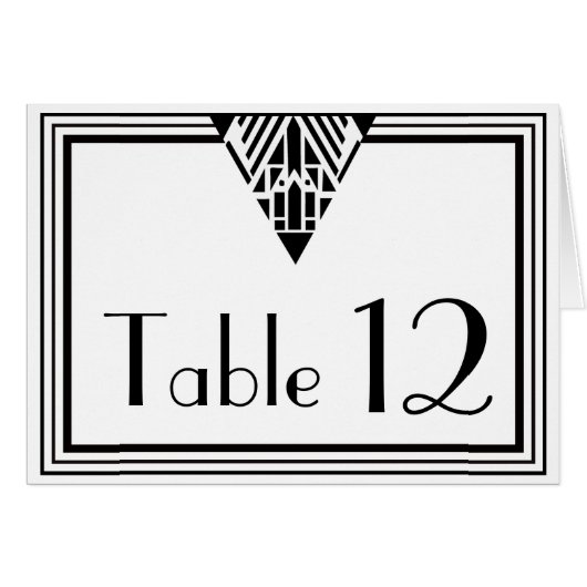  Art Deco Black White Lijst #1 Tabelnummer (Voorkant Horizontaal)