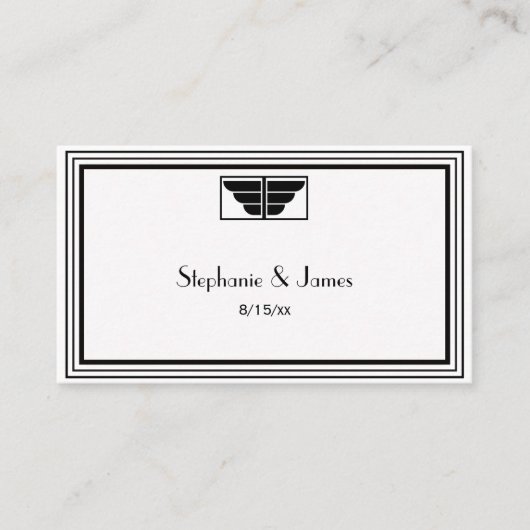  Art Deco Black White Lijst #2 Escortkaarten Plaatskaartje (Voorkant)