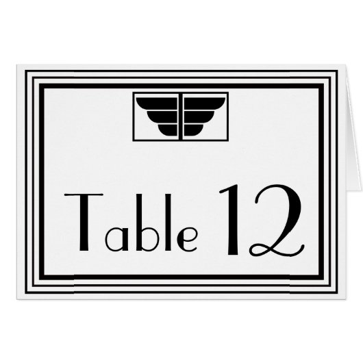  Art Deco Black White Lijst #2 Tabelnummer (Voorkant Horizontaal)