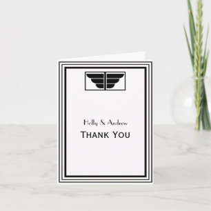  Art Deco Black White Lijst #2 V Dank u Bedankkaart