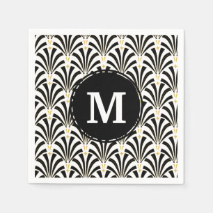 Art Deco Black & White Palmettos uit de jaren twi Servetten
