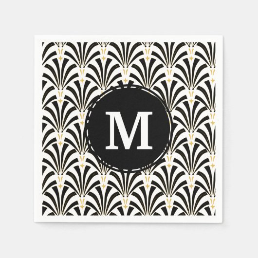  Art Deco Black & White Palmettos uit de jaren twi Servetten (Voorkant)