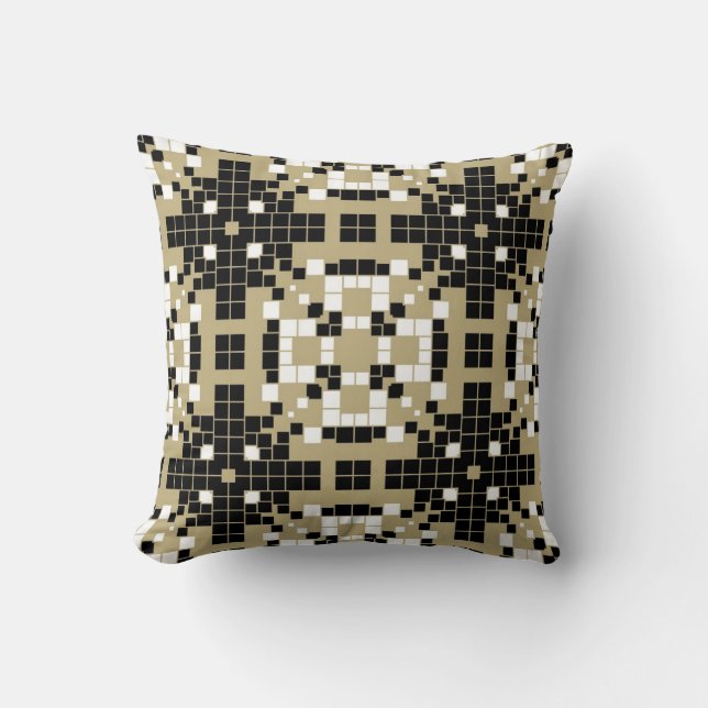 Art Deco Black, White Retro Abstract Art Kussen (Voorkant)