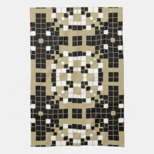 Art Deco Black, White Retro Abstract Art Theedoek