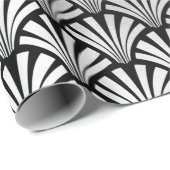 Art Deco Black White Silver Grey Scales Seashells Cadeaupapier (Rol Hoek)