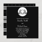 Art Deco Black White Silver Wedding Invitation Kaart (Voorkant / Achterkant)