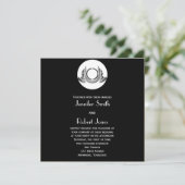 Art Deco Black White Silver Wedding Invitation Kaart (Staand voorkant)
