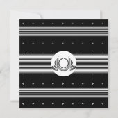 Art Deco Black White Silver Wedding Invitation Kaart (Achterkant)