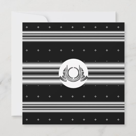 Art Deco Black White Silver Wedding Invitation Kaart (Achterkant)