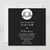 Art Deco Black White Silver Wedding Invitation Kaart (Voorkant)