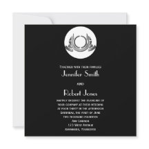 Art Deco Black White Silver Wedding Invitation