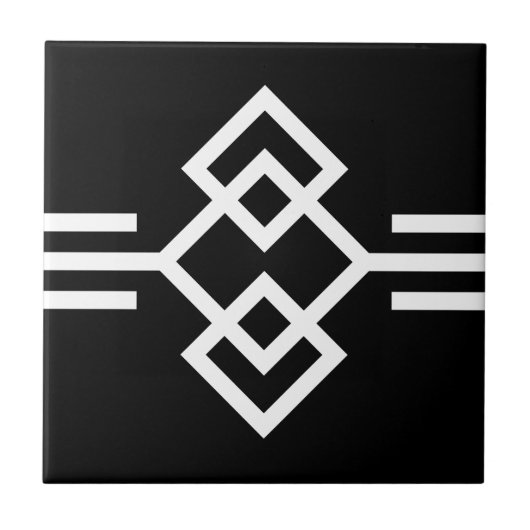 Art Deco Black White Simple Geometric Border 03 Tegeltje (Voorkant)