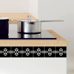 Art Deco Black White Simple Geometric Border 03 Tegeltje