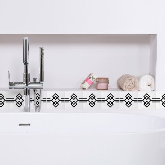 Art Deco Black White Simple Geometric Border 03 Tegeltje