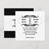 Art Deco Black White Wedding Invitation | Initiale Kaart (Voorkant / Achterkant)