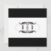 Art Deco Black White Wedding Invitation | Initiale Kaart (Achterkant)